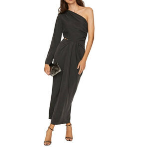 Something Navy One Shoulder Gown Cutout Maxi Black L